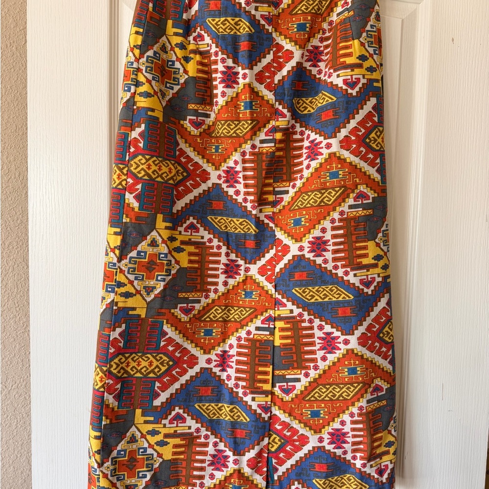 Ruff Hewn Bold Geometric Maxi Skirt in Red, Yellow, Blue and Gray